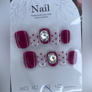 Red and Clear Polka Dot Press-On Nails ( 5 for $20 U PICK! )💅🏼